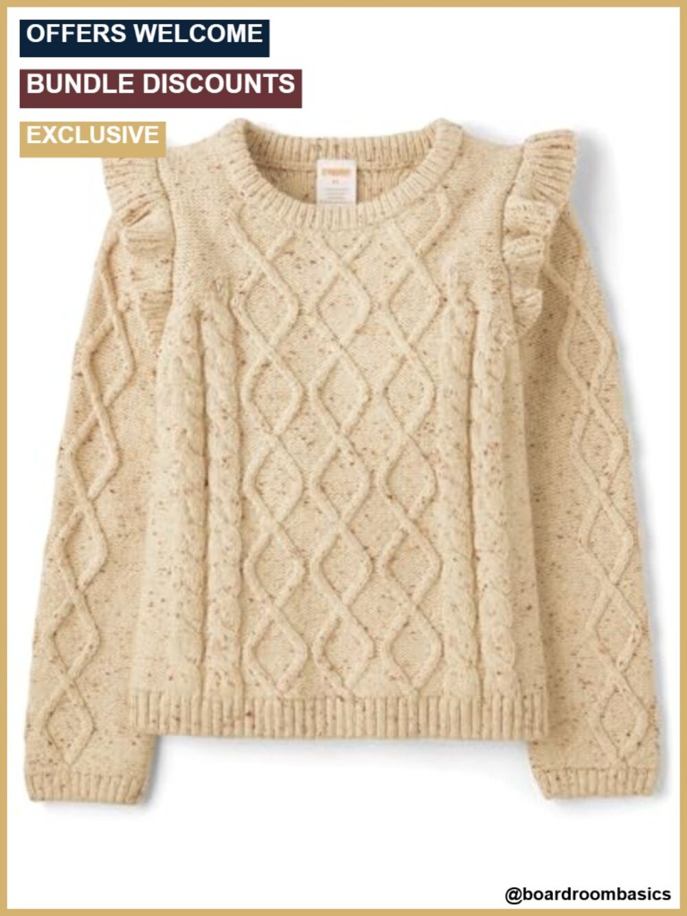 Baby Girls Long Sleeve Cable Knit Sweater Crew Neck Pullover